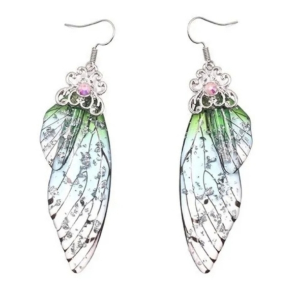 π§π»ββοΈ Cyan Faerie Wings Earrings - Picture 1 of 1